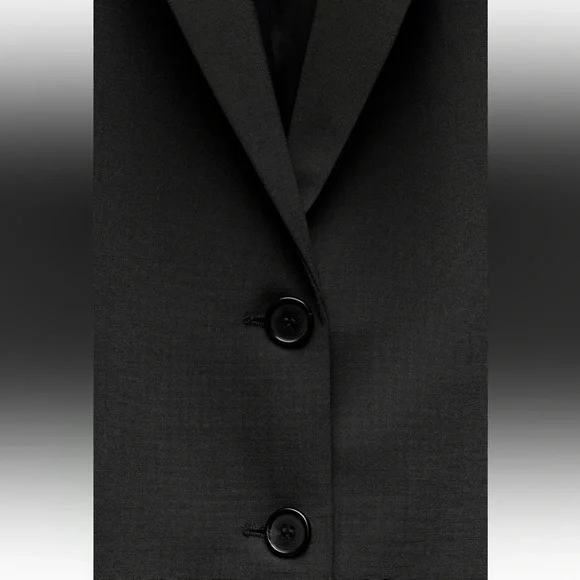 Zara Oversized Wool Blend Jacket Blazer Coat ZW Collection Black size XS NWT - Picture 10 of 16